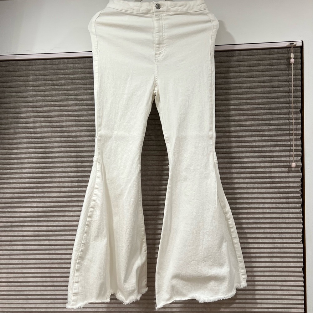 Free People Cream Flare Jeans